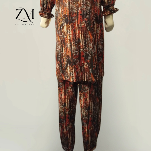 Stitched Co-Ord 2-Piece Bana Dori Lawn – A-Line Cut Shirt with Sea Shells & Puff Details - Image 5