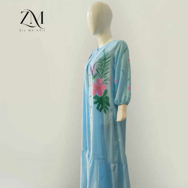 Sky Blue Hand-Painted Open Gown - Image 3