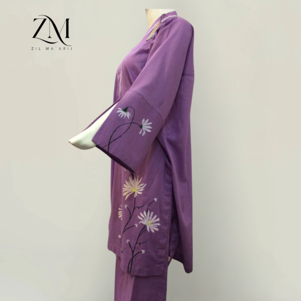 Purple Hand-Painted Lawn 3-Piece Suit - Image 5